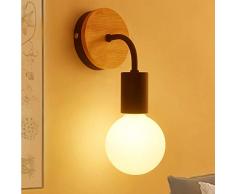 E27 Vintage Applique da Parete Interno Retro Metallo Legno Lampada Muro per Camera da Letto, Soggiorno, Bagno, Corridoio, Scale