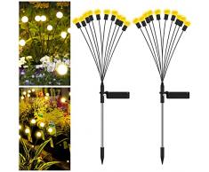 Luci Solari per Giardino, Luce Solare da Giardino Firefly Esterno, Lampade Solari da Giardino 10 LED, IP65 Impermeabile Terra Incasso Esterno Lampada per Giardino Vialetto Scala Paesaggio(2 Pezzi)