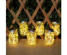 Lanterna Solare Esterno - AUTOLA 6 Pezzi 30 LED Lanterne da Esterno, Lampade Solari Barattolo IP65 Impermeabili Lanterne Solari da Esterno Giardino per Casa Feste Tavoli Natale da Decorazioni