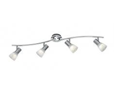 Trio Leuchten Trio 871010407 Levisto Faretto LED, 4x6 Watt, Nichel Opaco/Alabastro, 88x11x19 cm E14, 6 W, 4 luci