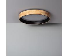 Plafoniera LED soffitto per Soggiorno, Cucina, Bagno 30W Circolare Legno Ø570 mm CCT Selezionabile Dari ILUZZIA Nero