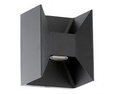 EGLO Lampada da parete da esterni a Led Morino, lampada da esterno a due punti luce, lampada da parete in alluminio, antracite, IP44