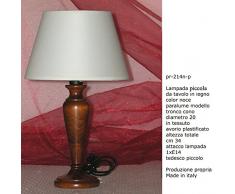 Lampada da tavolo comodino in legno tornito con paralume - produzione propria - made in Italy (coppia noce piccola)