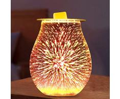 Konesky Lampada Dellaroma del Fuoco Dartificio, Lampada di Fragranza di Vetro Elettrica 3D Bruciatore a Olio Essenziale per Scaldacera a Cera Cilindrica per Camera da Letto del Ministero