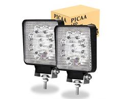 PICAA Faro da Lavoro LED 2pcs 27W 4 Pollici Quadrata Spot Light Fari Led Auto Luci Off Road per Fuoristrada Guida Fendinebbia Luci della Barca Luci di Guida Faro da Lavoro a Led SUV Lampada Trattore