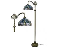 Gweat Tiffany 12 blu vintage libellula lampada da terra in vetro colorato perline di cristallo paralume illuminazione antica soggiorno lampade regalo-luce verso il basso