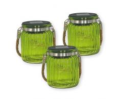 Isotronic LED lampada solare (set) lampada solare/energia solare lanterna, lampada a sospensione per giardino, balcone e esterno – 10 – Lampada LED Pro – Barattolo di vetro/barattolo in vetro