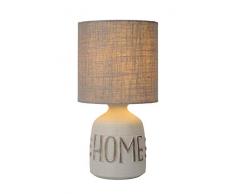 Lucide Cosby – Lampada da tavolo – Ø 16,5 cm – Bianco, Ceramica, grigio, E14 40 wattsW 230 voltsV