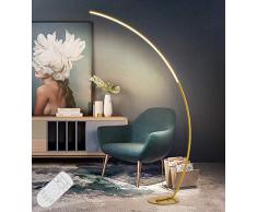 Lampada da Terra ad Arco Doro, LED Piantana Arc Dimmerabile Moderna, Lampada Salotto in Alluminio con Telecomando, Curva Lampada da Pavimento, per Soggiorno Camera da Letto Ufficio, 25W, H:170CM