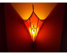 Applique da Parete Lampada Lanterna in Ferro e Pelle Dipinta a Mano hennè Marocco MOROCCHINA Etnico araba 0202191211
