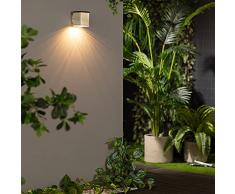 LEDKIA LIGHTING Applique da Parete LED Solare Per Esterni Alluminio Jafaro Bianco Caldo 3000K 115x84x105 mm Alluminio per Sale, Soggiorno, Cucina, Camera
