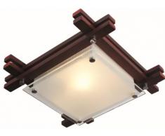 Globo PLAFONIERA IN LEGNO SCURO VETRO SATINATO, 1X60W E27 230V