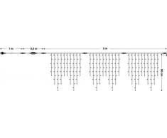 XMASKING Stalattite 3 x 0,9 m, 228 Maxiled bianco caldo, cavo bianco, prolungabile, tende luminose, luci di Natale per esterno, luminarie natalizie