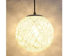 Risjc Moderna rotonda Rattan lampada a sospensione Lampadario creativo palla colorata design del soffitto Hanging Luce Sala da pranzo appesi lampadario E27 Soggiorno Camera da letto for bambini in cam