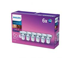 Philips Faretto LED 5.5 W 10 dimmerabile, in vetro, (ricambio per lampadina alogena 50 W GU Spot), colore: bianco caldo, Vetro Sintetico, GU10, 5.5 wattsW 240 voltsV