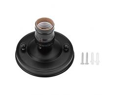 Regun Base industriale a soffitto/applique - E26/E27 Base industriale a soffitto/applique vintage Lampada a sospensione Lampada a sospensione Presa a vite(NERO)