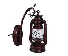 HOLPPO Applique da Parete a Lanterna, Applique da Parete in Vetro di Ferro, Illuminazione per Montaggio a Parete, Applique da Parete Antica, Per Corridoio, Caffetteria, Bar