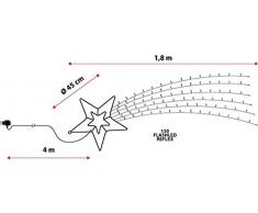 Stella acrilica Doppia a 6 Code, 180 cm, 150 LED Bianco Freddo e Blu, Effetto Flashing, Stelle Luminose, Decorazioni Natalizie, luci di Natale