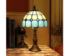 Gweat 8-Inch Tiffany stile mediterraneo Ambra Lampada da tavolo Lampada da comodino camera da letto (4 colori per scegliere)