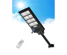Sararoom Lampione Solare LED Esterno, 400W Lampioni Solari da Giardino con Crepuscolare e Sensore di movimento, 6500K Luce Fredda Solar Faro led esterno, IP65 Impermeabile, 720Leds, Telecomando,3 Moda