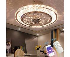 Cristallo Ventilatori Da Soffitto Con Lampada 72W LED Fan Plafoniera Invisibile 3 Velocità Con Telecomando Dimmerabile Decorazione Dinterni Illuminazione Camera Da Letto Ristorante Fan Lampadario (A)