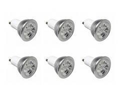 Electraline 92265 6 Faretti a LED a Risparmio energetico 7W=40W, Attacco GU10, Luce Calda 500 Lumen