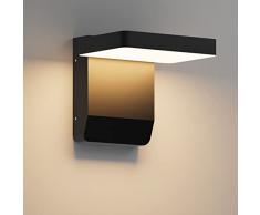 K-Bright Applique esterno LED 20W 3000K 1540 lume, balcone esterno, garage, applique giardino esterno, applique esterno antipioggia IP65 nero(rettangolo)