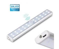 KINGSO LED illuminazione per armadi Stick On Wireless PIR Motion Sensing Luce ideale per armadio armadio cassetto vestito Scale Bar lampada da parete luce notturna con striscia magnetica bianco/bianco caldo USB