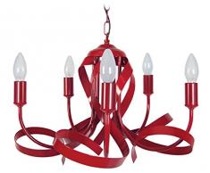 Tosel 20875 Monaco lampadario acciaio/Ferro/Vernice epossidica 40 W E14 rosso 60 x 90 cm, eco halogène