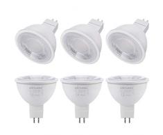 DiCUNO Lampadina LED MR16 GU5.3 5W, Non dimmerabile, Lampadine LED spot, Equivalente alogeno 50W, 500LM, Bianco freddo 6000K, AC/DC 12V, angolo del fascio di 38 °, 6 Pezzi