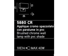 APPLIQUE DA MURO CROMO SPAZZOLATO CON PARALUME IN PVC PERENZ-5880CR monta lampadina 1xE14 Max 40W