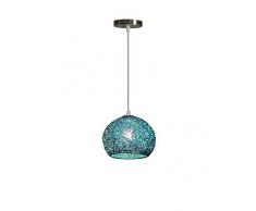 Lampadario Minimalista Pendente Plafoniere Vintage - Sospensione Lampada in Metallo di Grandi Dimensioni Sfere Colorate con Paralumi (Blu)