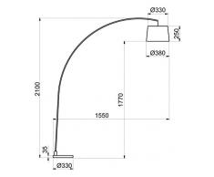 Aluminor Arc LS N E27 - Lampada ad arco, 150 x 33 x 210 cm Design nero