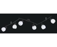 Trio Leuchten Lampada A Barra, 6 Vetri Satinati, 150 Cm Trio 824810628 Freddy Faretto LED, 6x4 Watt, Ruggine Anticato/Bianco, 150x10x23 cm E14, 4 W, Unica