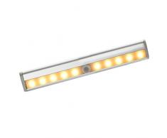 Skitic Portatile 10 LED Wireless PIR Sensore di Movimento Lampada Torch Luce Notturna Alimentata a Batteria con Striscia Magnetica Stick-on Anywhere per Armadio, Cassetto, Corridoi, Scale e Gradini Lighting (Bianco Caldo)