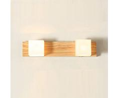 Legno Specchio prima di testa di becco applique Base in Legno Bianco Glass cubo paralume di Bagno applique Armadio da parete – Leuchten (2 testine)