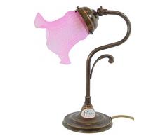 Lampada ottone brunito,tavolo,scrivania,lampade stile liberty comodino lmi20 Misure: H 29cm,Ø vetro 14cm,Ø base 11,5cm