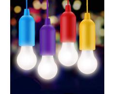 JUNKER Lampade led campeggio,Lampada LED da Campeggio,Light Portatili Lampade Tenda LED, Lampadina,Luce Decorativa,Luce da Emergenza(4 pezzi) per Giardino,Scrivania,Armadio,Campeggio,Pesca,Barbecue
