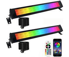 Indmird Faretto LED RGB Esterno 50W, Proiettore RGB da Esterni Impermeabile IP66 Barra LED RGB da Esterno 16 Milioni di Colori Regolabile 28 Modalità, Luce dAtmosfera RGB Per Vacanze Feste Halloween
