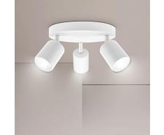Ketom Faretti da Soffitto Orientabili, GU10 Faretti LED da Soffitto Bianco, Moderna Plafoniera LED Faretti 3 Luce Rotonda, Faretto da Parete Interno per Barra, Cameretta, Cucina, Senza Lampadina