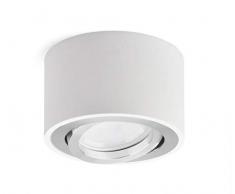 KYOTECH LED Faretto da soffitto Lampada Montata A Superficie orientabile 230V,Include modulo LED intercambiabile da 5W 3000K bianco caldo Faretti Led Ø80x50mm (Bianco)
