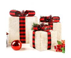 CCLIFE Set di 3 luci a LED LED regalo decorazione natalizia Led Decorazione Decorazione di Natale Scatole Regalo Natalizie luminose