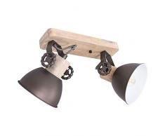 RETRO plafoniera soggiorno orientabile legno luce faretti stile industriale Steinhauer 7969A