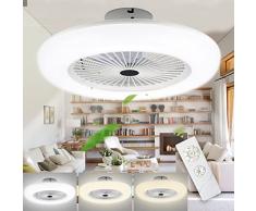 SWANEW Ventilatore da Soffitto con Lampada, 2 pezzi 80W Ventilatori a soffitto con illuminazione e telecomando, Vento e Temperatura del Colore Regolabile LED Fan Plafoniera φ55cm