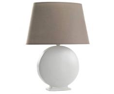 ONLI Lampada da Tavolo in Ceramica Paralume, Bianco/Tortora, Grande