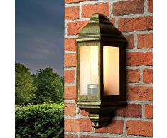 Lampada da parete Livorno stile marittimo navale retrò oro antico 230 V impermeabile IP44 in alluminio ideale per giardino, terrazza, cortile e viale