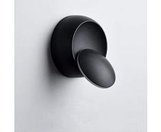 Lampada da Parete Illuminazione Interna 360 gradi Regolabile Ferro Applique da Parete Bianco Calda Lampada a Muro 5W Lampada da Parete a LED Luce per Casa Hotel Ristorante (Nero)