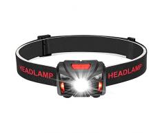 Winzwon Lampada Frontale LED, USB Ricaricabile Torcia Frontale con 5 Modalità di Illuminazione, Luce da Testa Impermeabile Luce Frontale Adatto a Bambini e Adulti,Pesca,Corsa