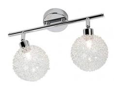 Nino Leuchten 83360206 Spider Lampadario Alogeno a Soffitto, Lunghezza: 30 cm, Sfere di Vetro con Rete Metallica, 2 Lampadine, colore: Cromato