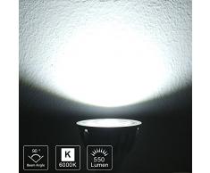 Dimmerabile 5.5W GU10 Lampadina Faretto LED Equivalente 50W luce alogena Bianco Freddo 6000K RA90 550LM AC200V-240V 90°Angolo Del Fascio 5 Pezzi。